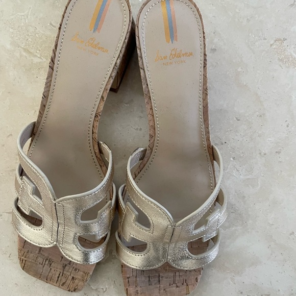 Sam Edelman Winslow mule heel gold leaf Sz 8 - Picture 10 of 11